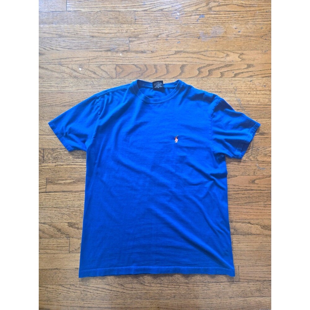 Vtg Polo Ralph Lauren Crewneck Short Sleeve Shirt Blue Pony Size Small